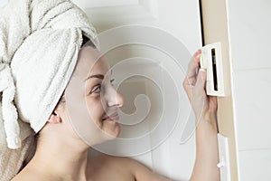 Woman shower thermostat