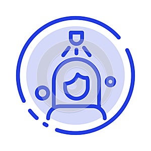 Woman, Shower, Wash, Cleaning Blue Dotted Line Line Icon