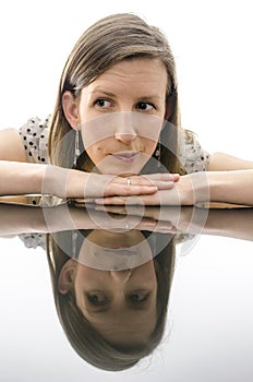 Woman showing emotions of doubts photo