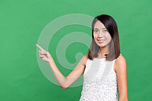 Woman showing finger up