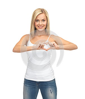 Woman showing heart shape