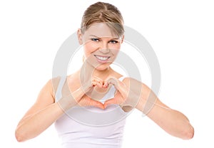Woman showing heart shape