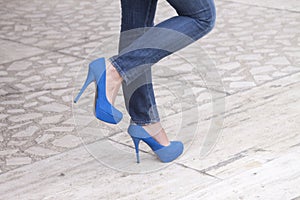 A woman showing off her pumps photo