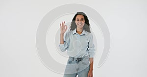 Woman showing ok gesture with hand