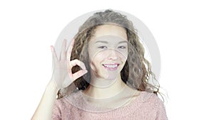 Woman Showing Ok Sign, White Background,Young,,,,