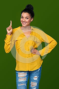 Woman showing one finger