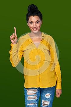 Woman showing one finger