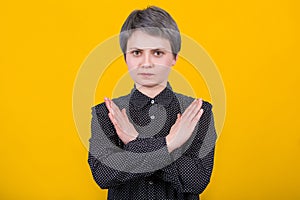 Woman showing prohibition sign