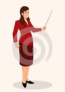 Woman showing something with pointer stick