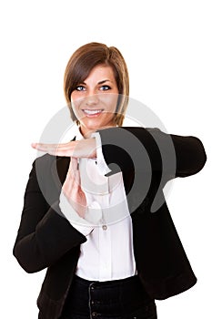 Woman showing time out