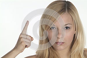 Woman shows finger