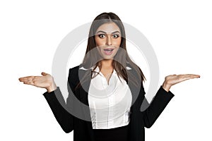 Woman shrugging in disbelief