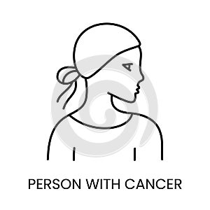 Woman sick with cancer line icon vector malignant oncological disease