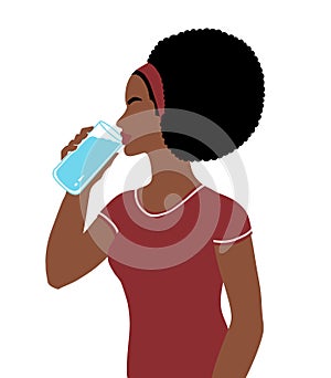 Woman sideview figure drinking water