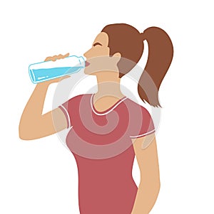 Woman sideview figure drinking water