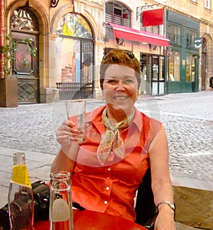 Woman Sidewalk Cafe Paris