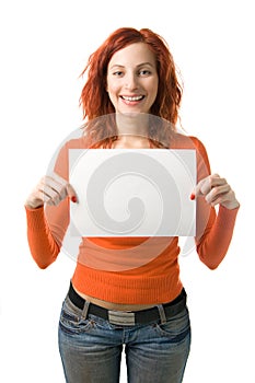 Woman with sign