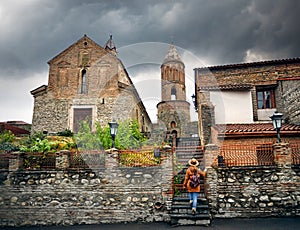 Woman in Signagi town in Georgia