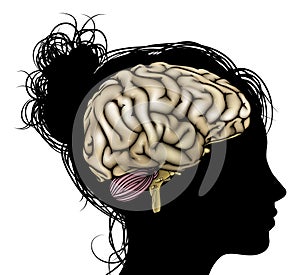 Woman silhouette brain