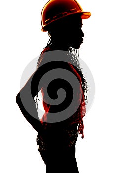 Woman silhouette construction side