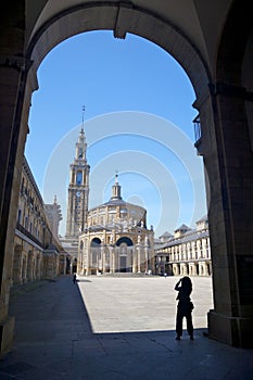 Woman silhouette at courtyard door