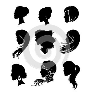 Woman silhouette with hair styling