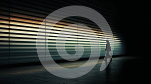 A woman silhouette infront of a wall of light