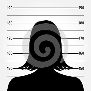 Woman silhouette in mugshot or police lineup