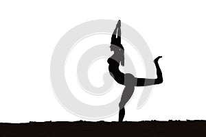 woman silhouette practicing yoga on the beach isolated on whhite background illustration generative ai