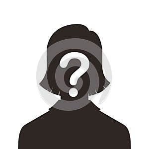 Woman silhouette with question mark graphic icon