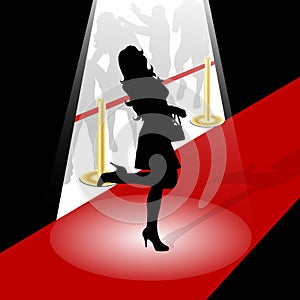 Woman silhouette on a red carpet