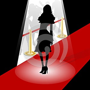 Woman silhouette on a red carpet
