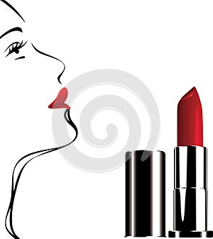 Woman silhouette and red lipstick