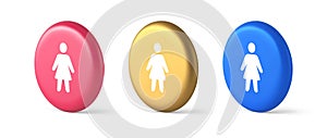Woman silhouette staff member unrecognizable person button user profile interface 3d circle icon
