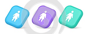 Woman silhouette staff member unrecognizable person button user profile interface 3d isometric icon