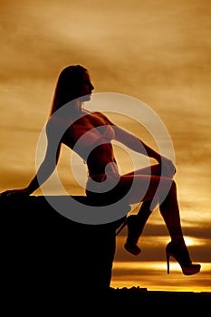 Woman silhouette woman sit look forward