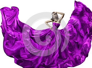 Woman Silk Dress, Beauty Fashion Portrait, Long Fluttering Gown