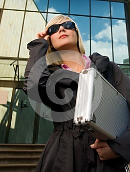 Woman with silver case