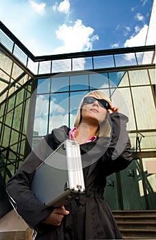 Woman with silver case