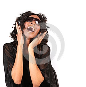 Woman Singing While Listening to Music on Headphon