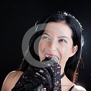 Woman Singing With Microphone