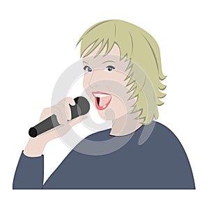 Woman singing in microphone