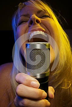 Woman Sings with Passion