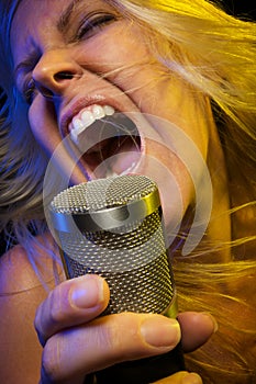 Woman Sings with Passion