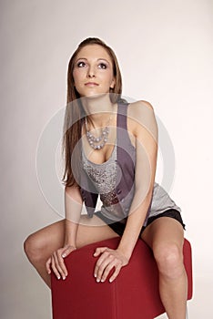 Woman sits