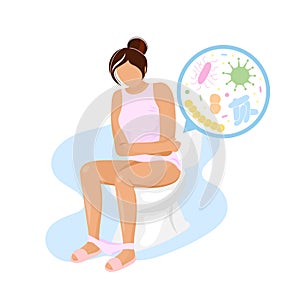 Žena sedí na záchod mikroorganismy obraz 