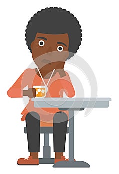 Woman sitting at bar.