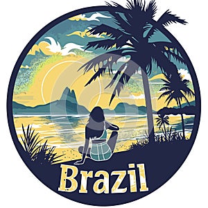 A woman is sitting on the beach in Brazil