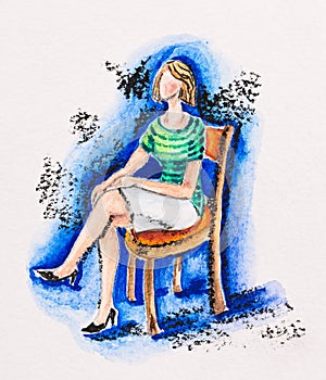 Woman sitting on a chair