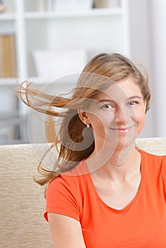 Woman sitting in home